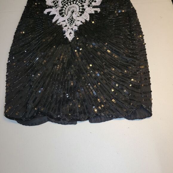 Stenay 80s Vintage Silk Sequin Beaded Cocktail Evening Dress Women's Size 12 - Picture 16 of 16